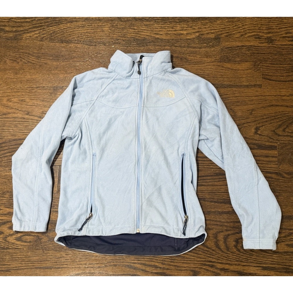 The North Face Windwall Jacket Womens Small Baby Blue Fleece Full Zip Up Fall